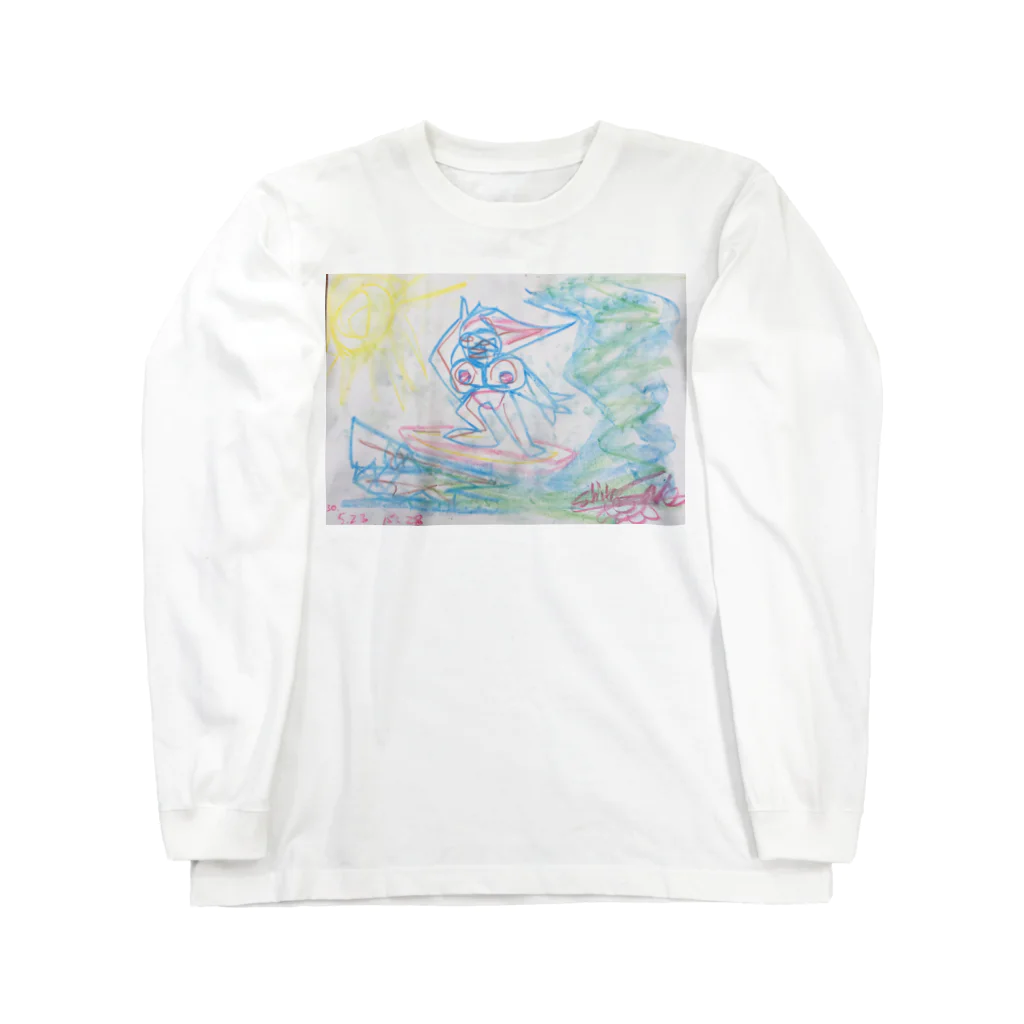 ART IS WELLの波にのる女 ロングスリーブTシャツ