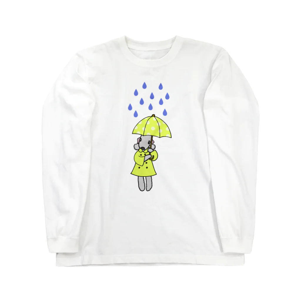 ベドリントンテリアのワホワホショップの雨ふり(ブルーVer.) Long Sleeve T-Shirt