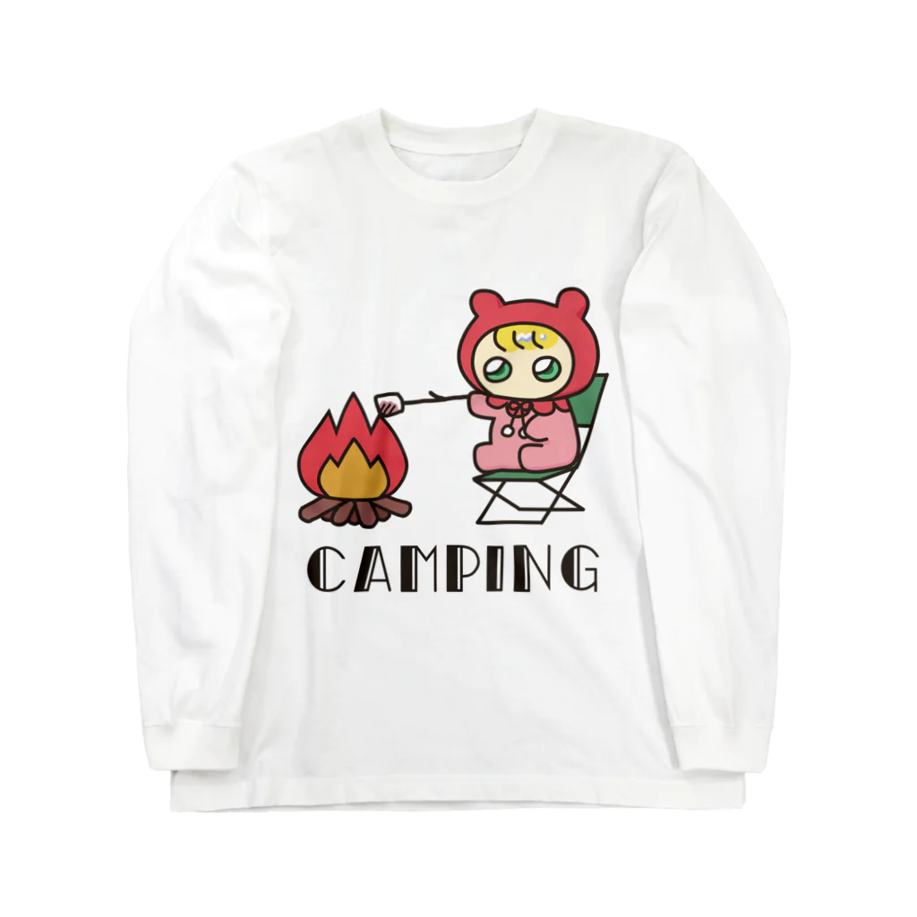 ユタカのてでべびちゃんショップのキャンプのてでべびちゃん ロングスリーブTシャツ