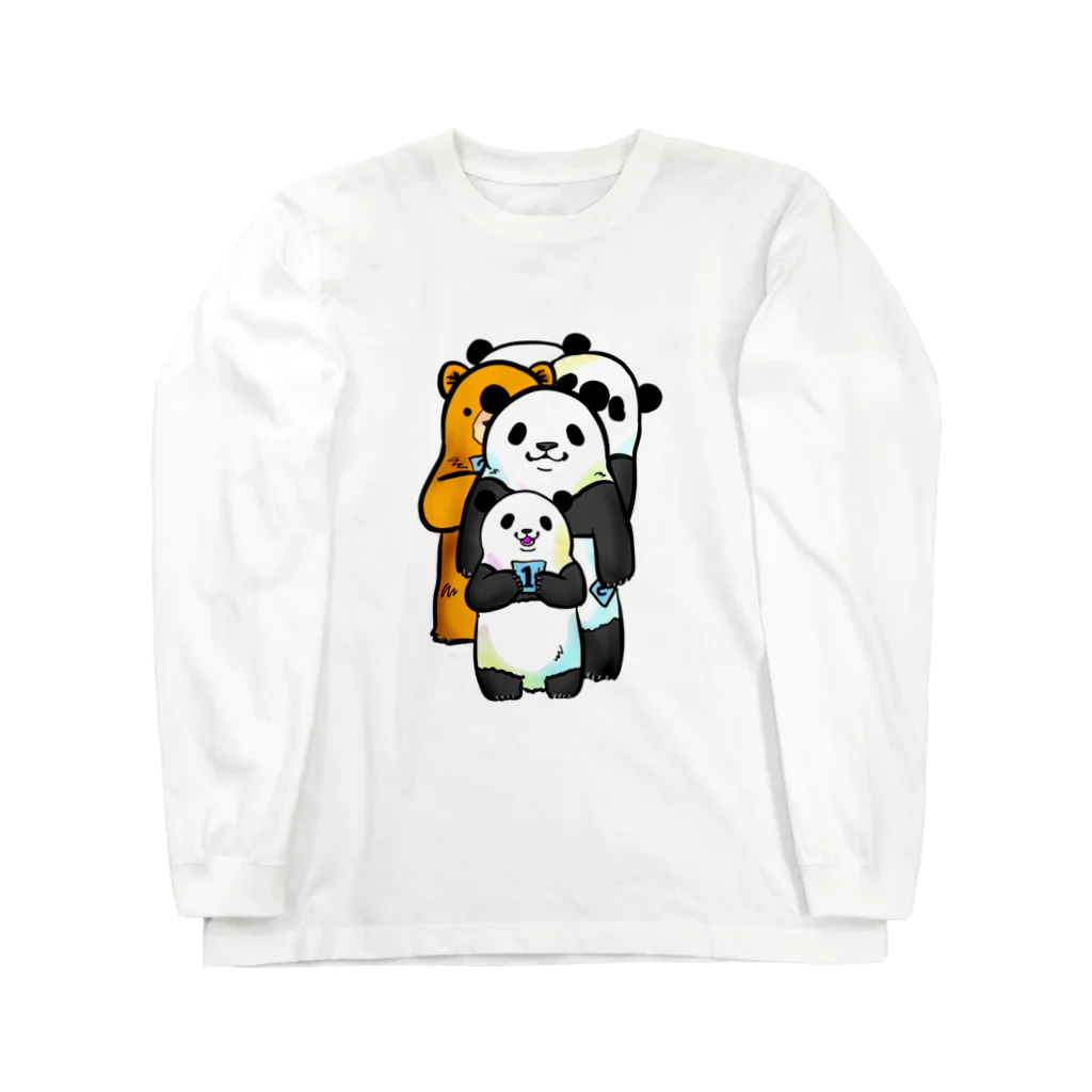 Ｗanyama Zoo〜パンダ多め〜の順番待ちのパンダたち Long Sleeve T-Shirt