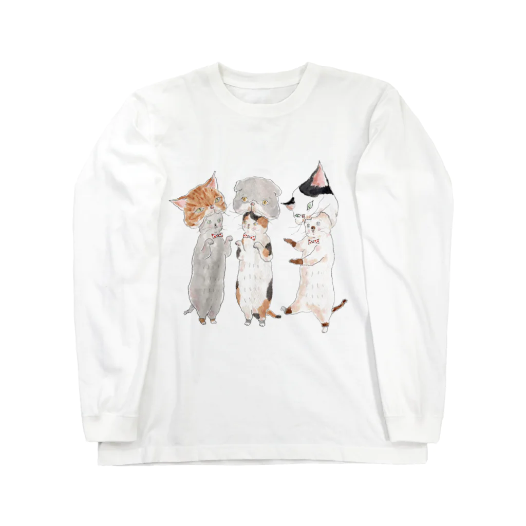 トコロコムギのねこがぶりにゃんこ Long Sleeve T-Shirt