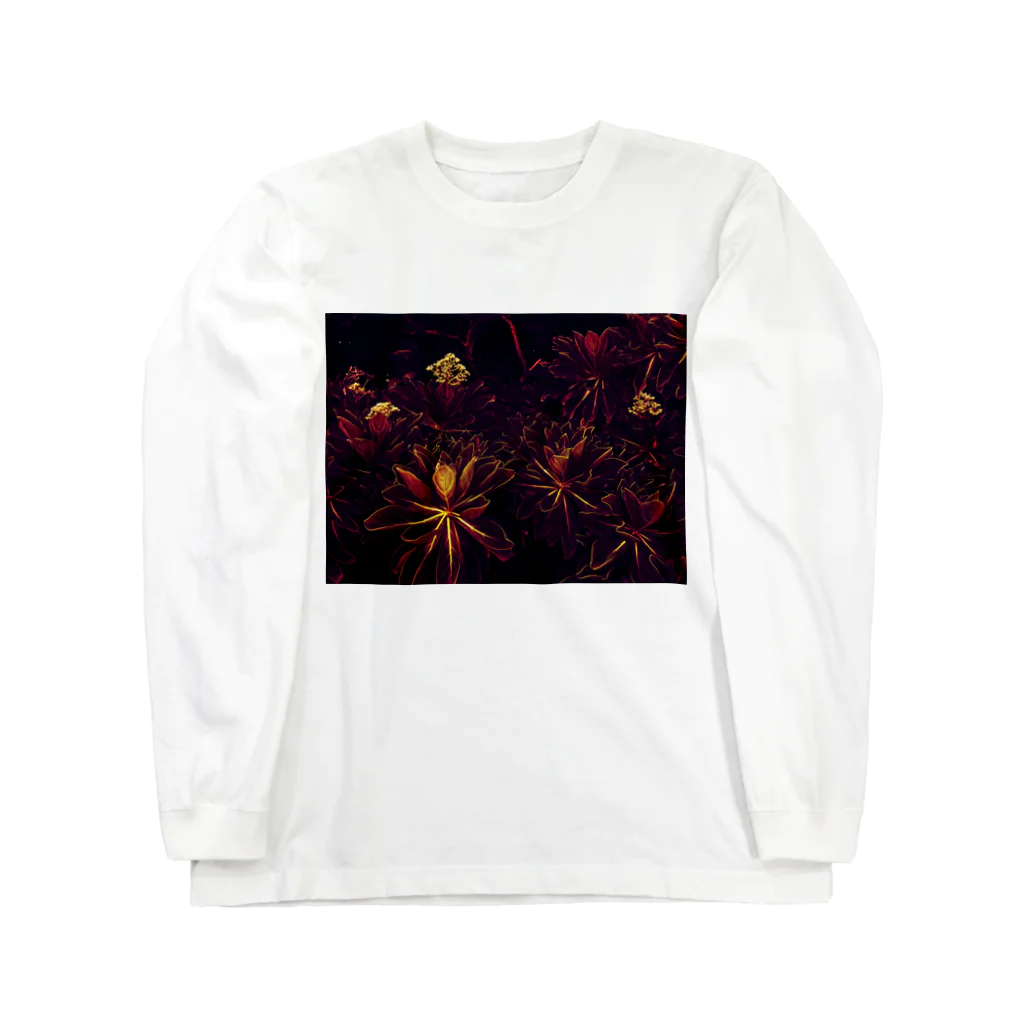 ウナーゴン20億3千万販売所のBLACK FLOWERS ロングスリーブTシャツ