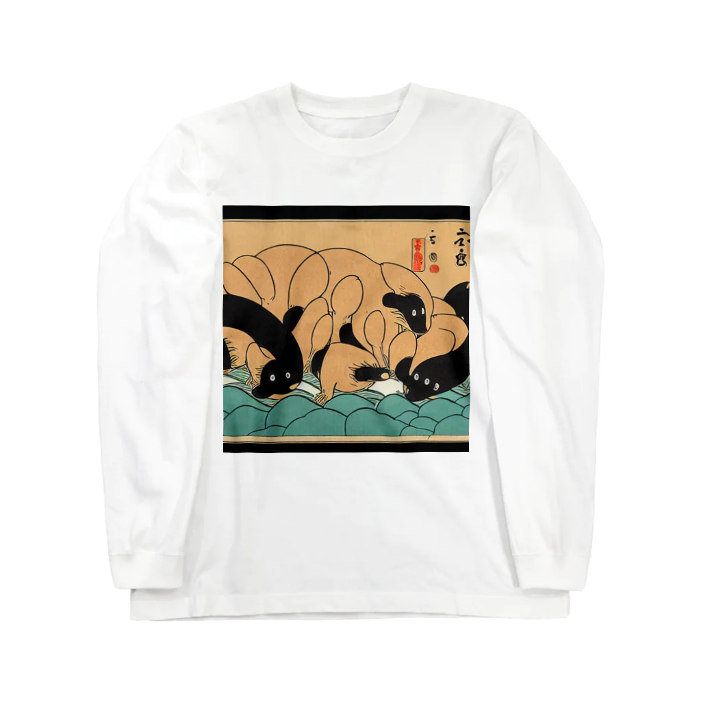 KANEKOの浮世絵風ビーバーズ ロングスリーブTシャツ