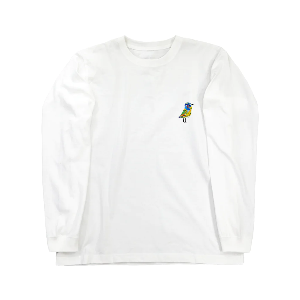 【全盲の絵描き】オバケのタムタムの小さい鳥シリーズ【ルリビタキ】 Long Sleeve T-Shirt