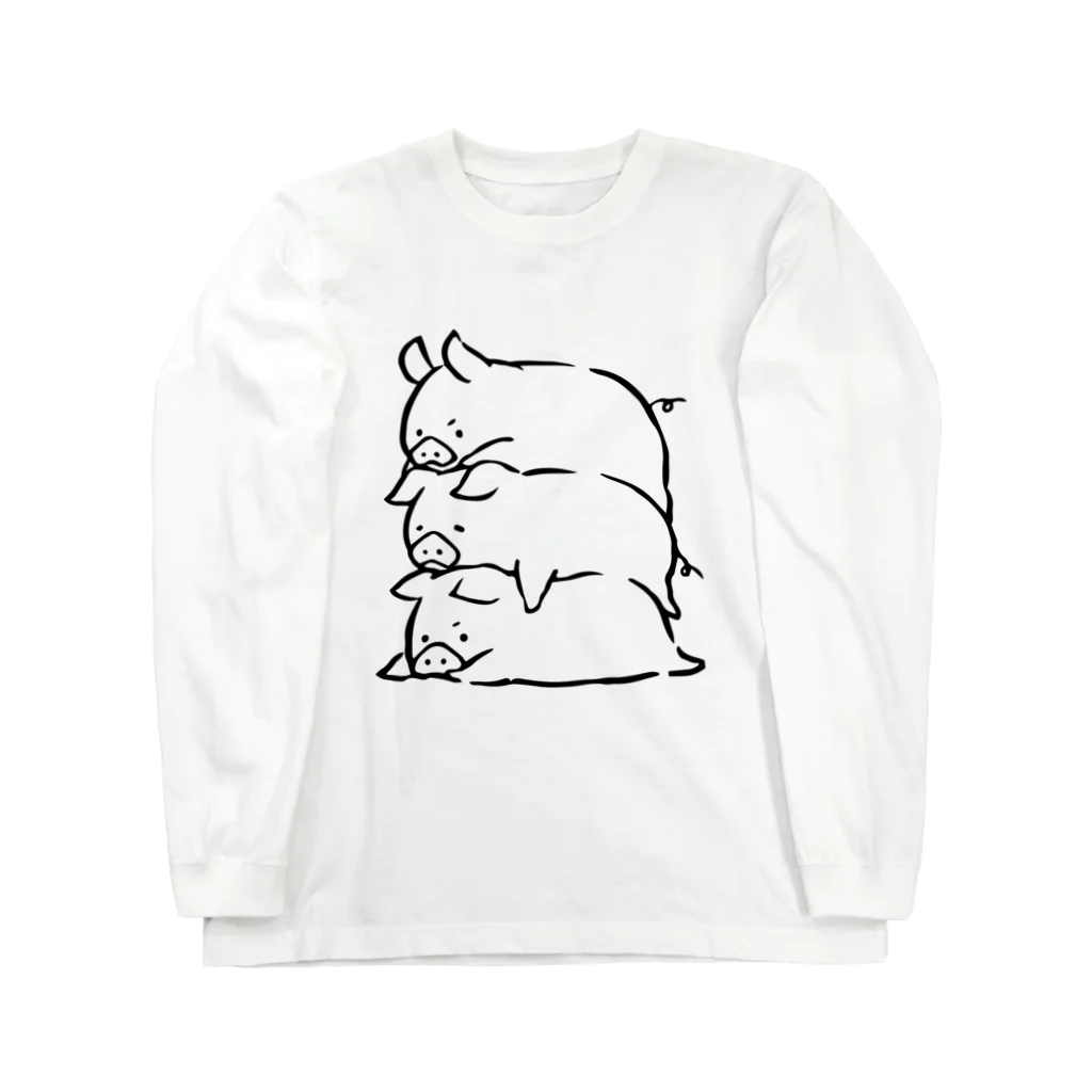 前髪ぱっつん◆SUZURI店の3匹の豚さん Long Sleeve T-Shirt