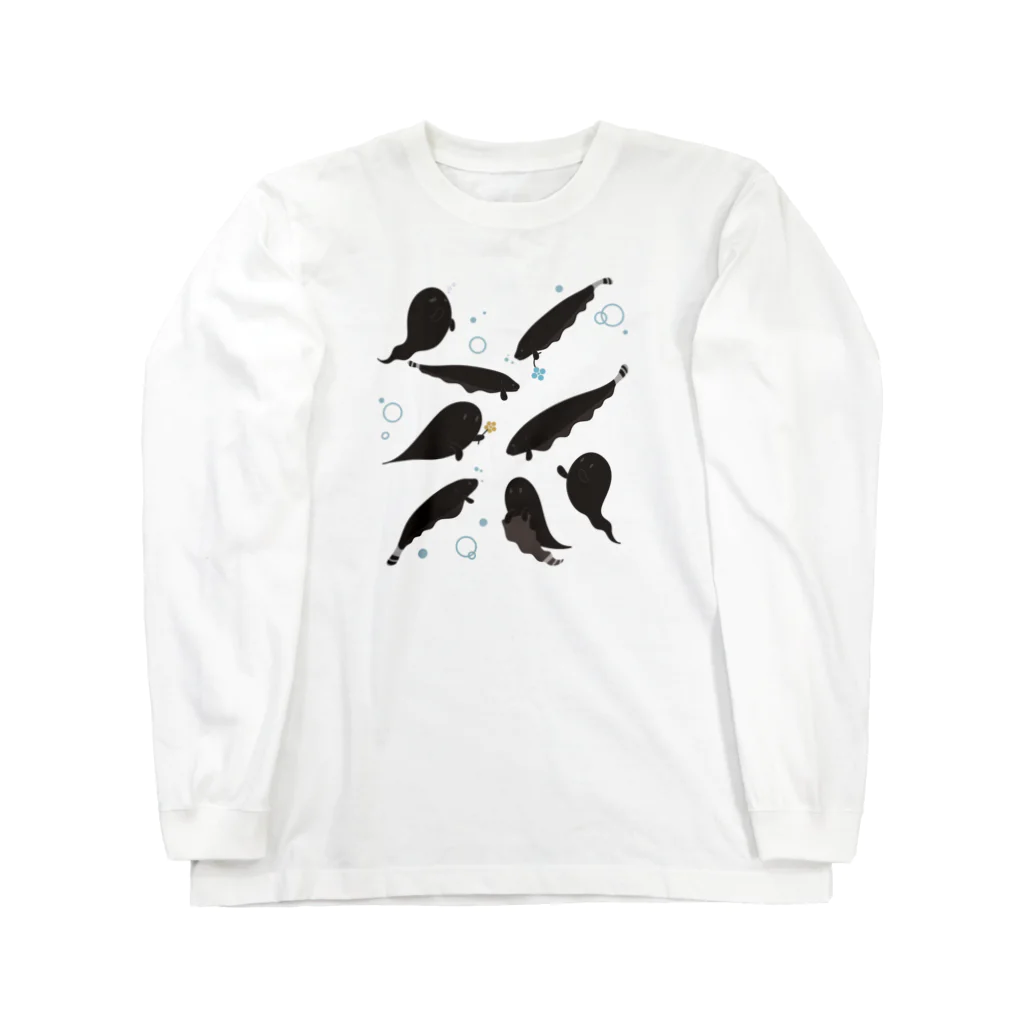 わと太郎｜WatoTarouのブラックゴーストとおばけ達 Long Sleeve T-Shirt