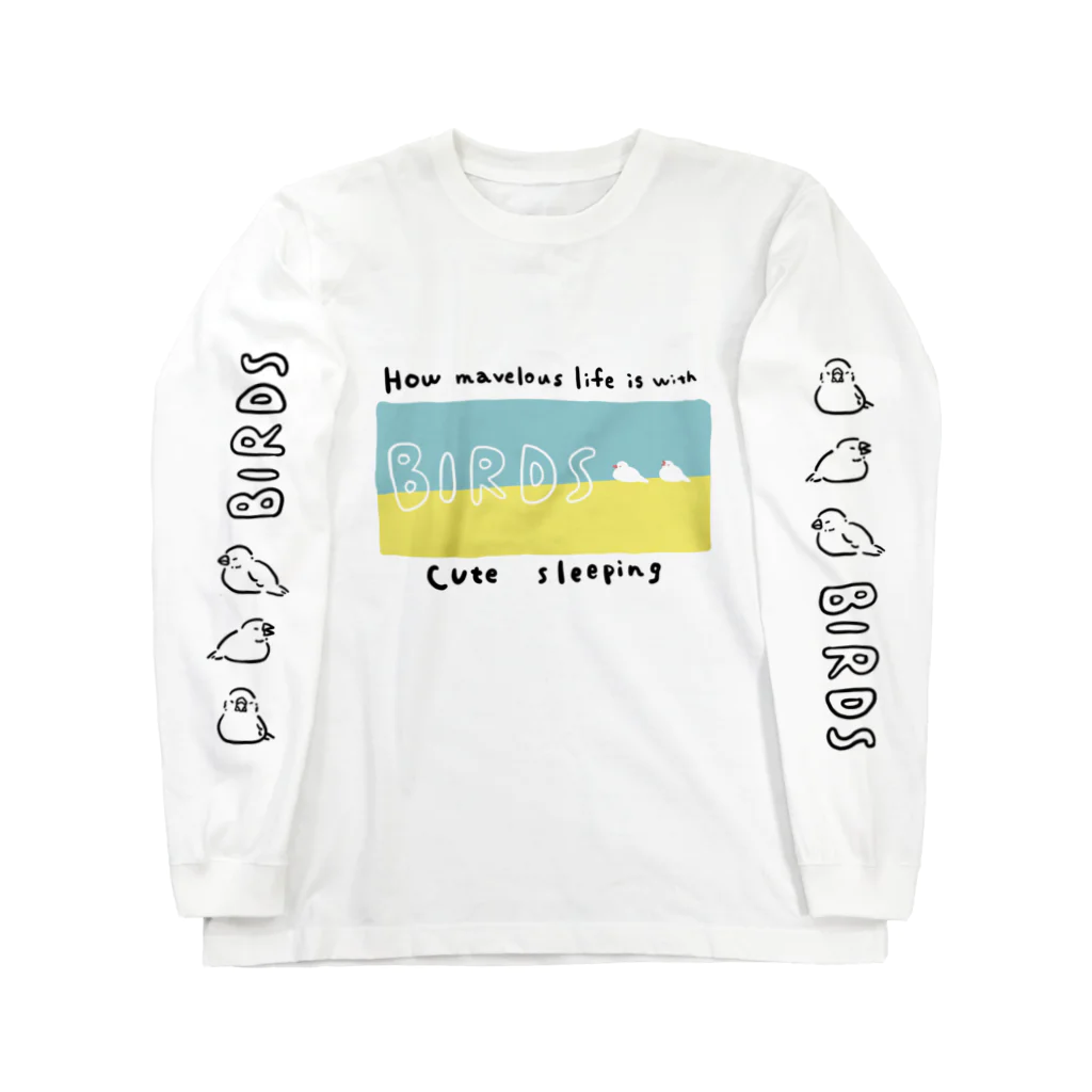 ぴぴSHOPのLife with BIRDS (ブルー) Long Sleeve T-Shirt