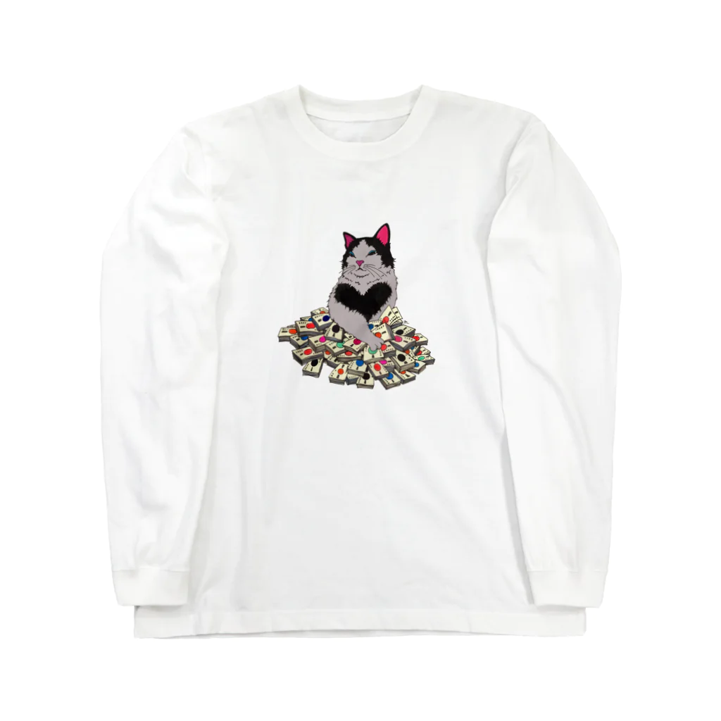 majoccoの猫に大金 ロングスリーブTシャツ