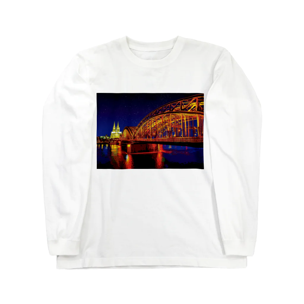 GALLERY misutawoのドイツ 夜のホーエンツォレルン橋とケルン大聖堂 Long Sleeve T-Shirt