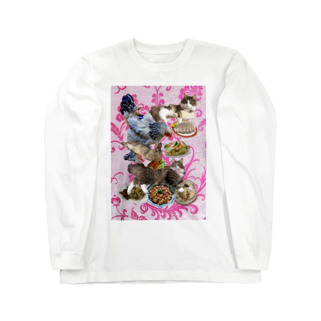 mnto雑貨洋品店の食い散らかし 中華パーティ ピンク Long Sleeve T-Shirt