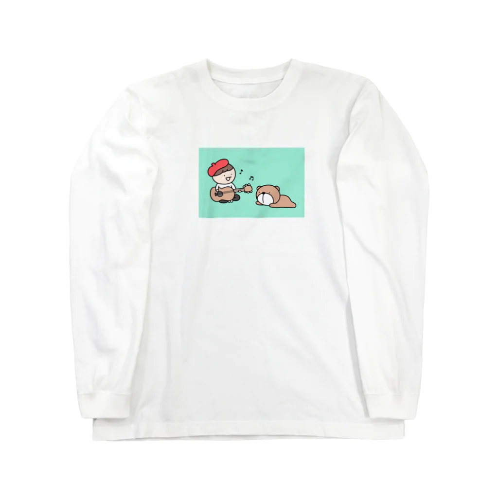 すぐる画伯の画伯とクマくん(青緑) Long Sleeve T-Shirt