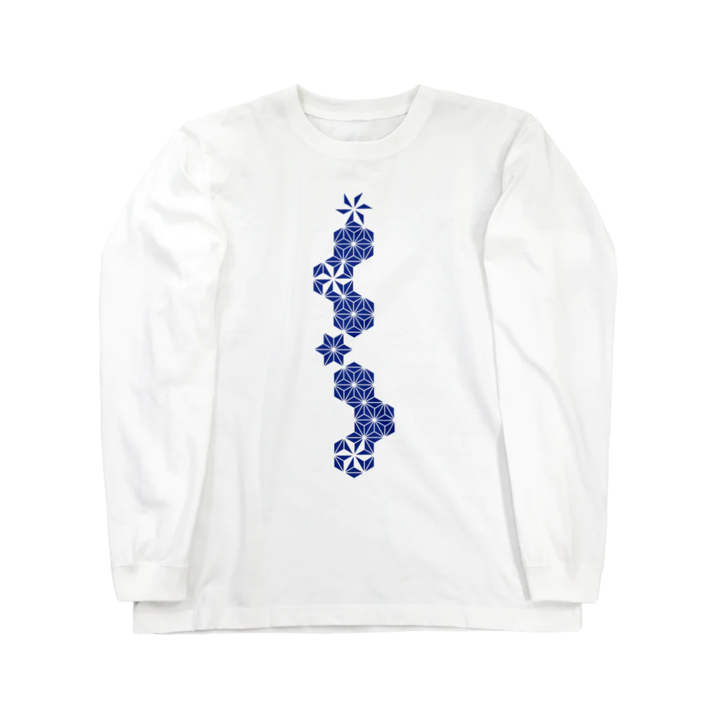 cuuyabowの麻の葉NAVY Long Sleeve T-Shirt