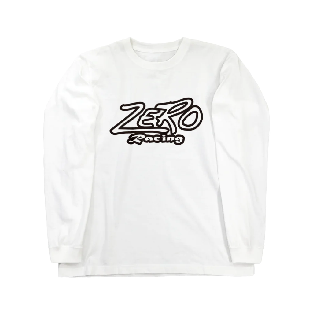 ゼロレーシングショップのZEROロゴ白ロゴ黒縁 ロングスリーブTシャツ