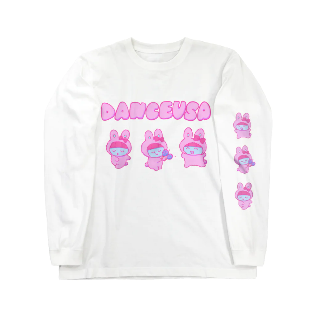 ピンクツインテール🌷のDanceusa(うさ) ロングスリーブTシャツ