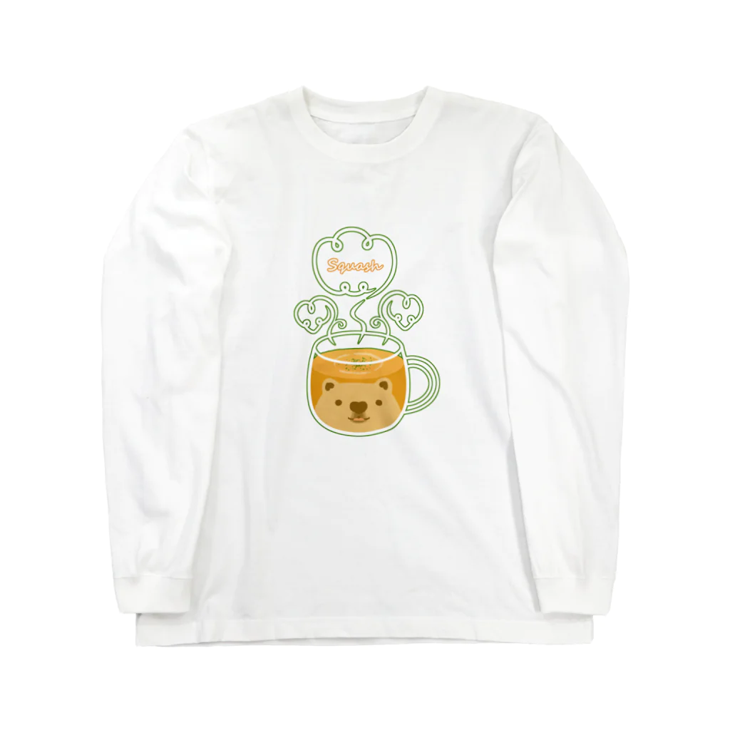 Happy Fluffy* ： 桜香*ののぞクマグ：かぼちゃスープVer. ロングスリーブTシャツ