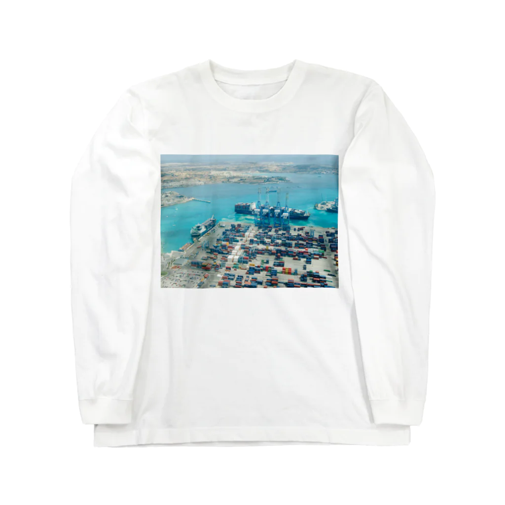 kamedesignのマルタ島の港 ロングスリーブTシャツ