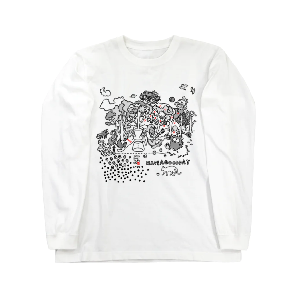 T's ARTWORKS　にしもりただしの60粒のコーヒー ロングスリーブTシャツ