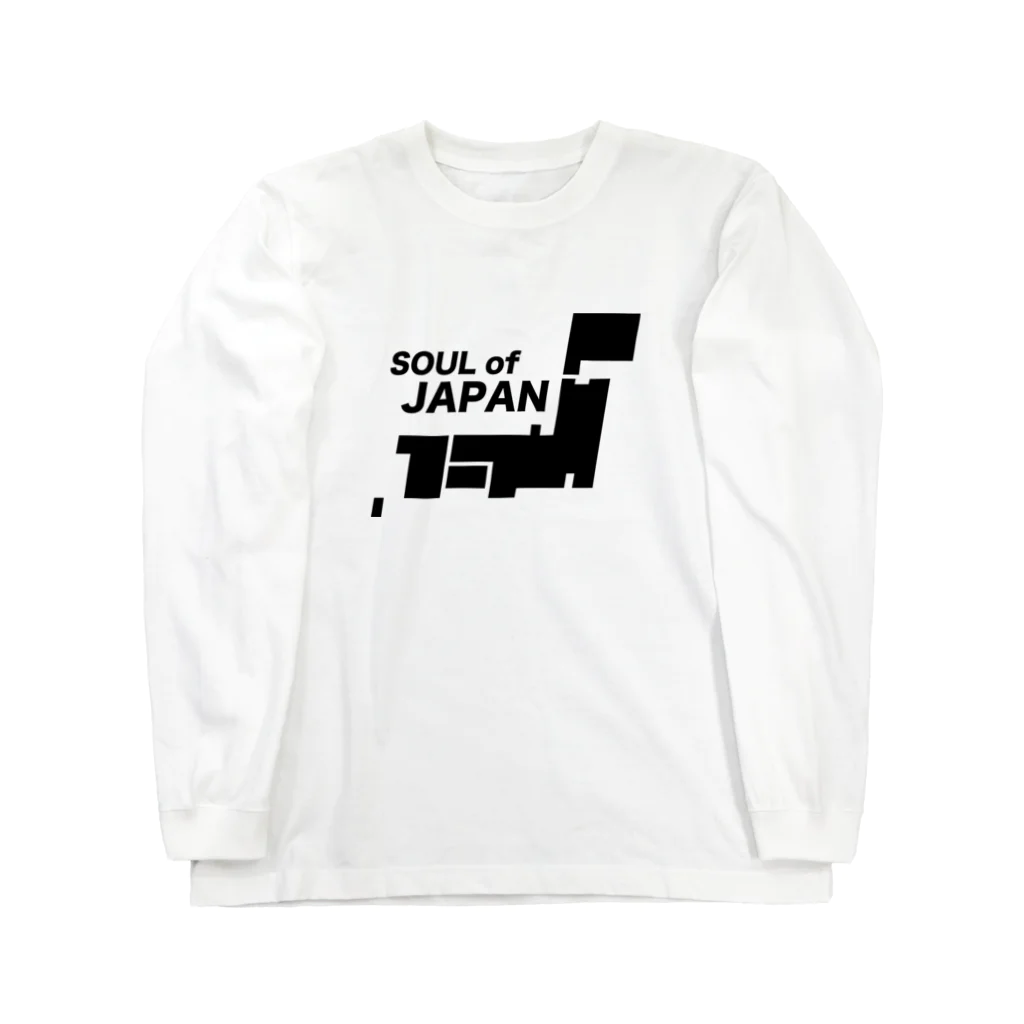 QUQU_WORKSのソウルオブジャパン 日本列島デザイン ブラック Long Sleeve T-Shirt