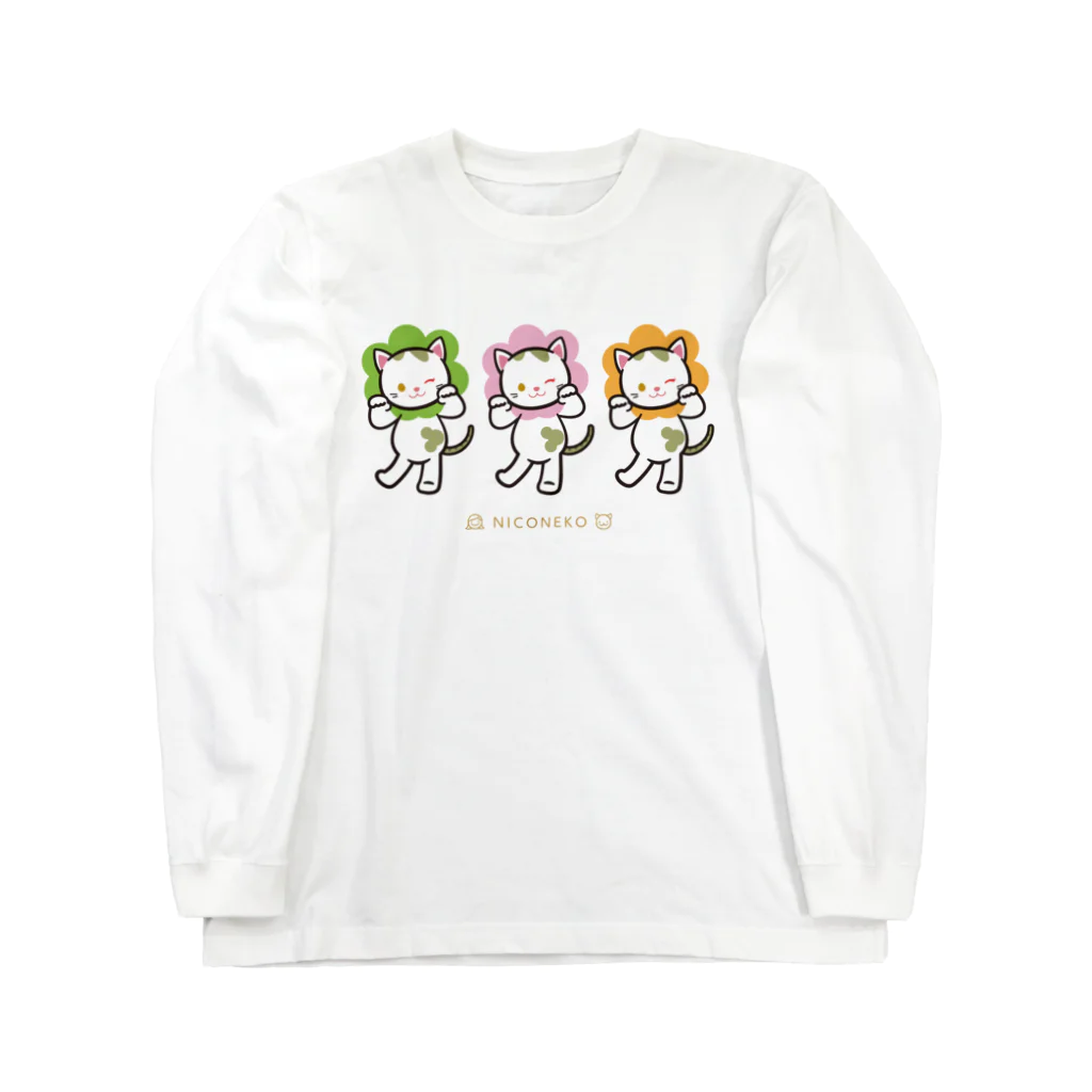 にこねこ【保護猫の保育園】のミッキーロングスリーブTシャツ（お花の妖精・３色） Long Sleeve T-Shirt