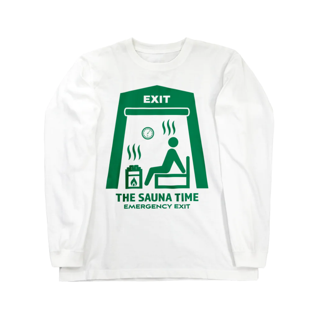 kg_shopのTHE SAUNA TIME【非常口パロディ】 ロングスリーブTシャツ