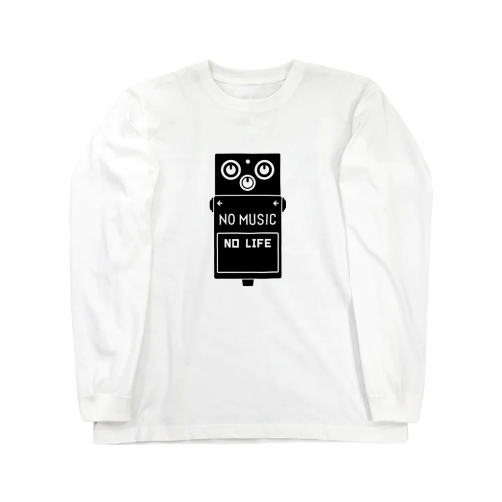 QUQU_WORKSのノーミュージックノーライフ エフェクターデザイン ブラック Long Sleeve T-Shirt