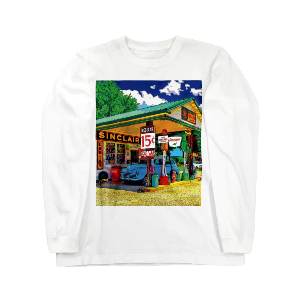 GALLERY misutawoのアメリカ ルート66沿いの古いガソリンスタンド Long Sleeve T-Shirt