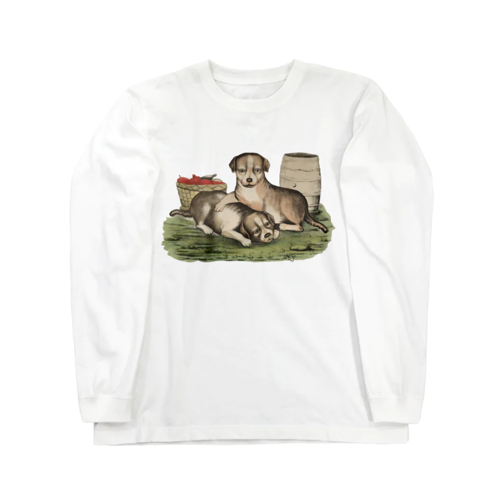 Saza-nami Antique designの２匹の犬 Long Sleeve T-Shirt