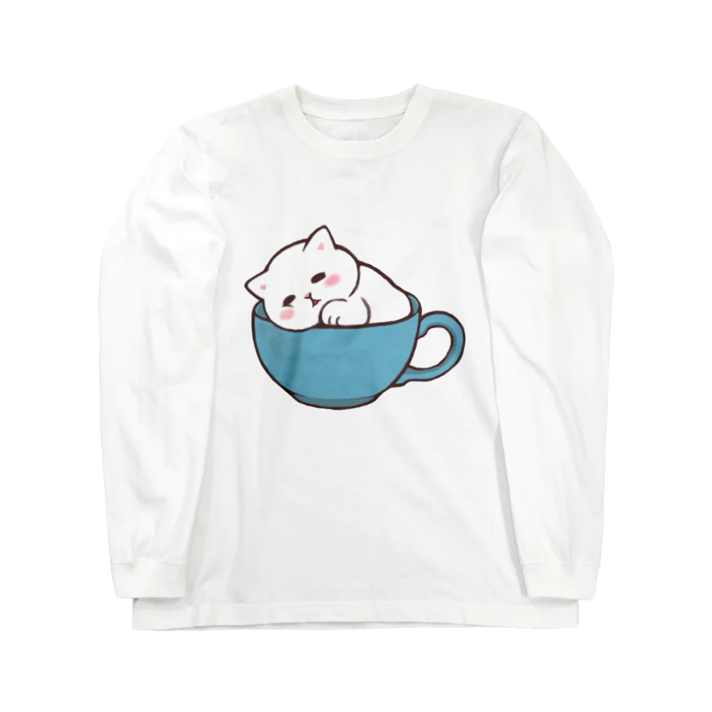 ふわにゃんshopのすやすや(ホワイト) ロングスリーブTシャツ