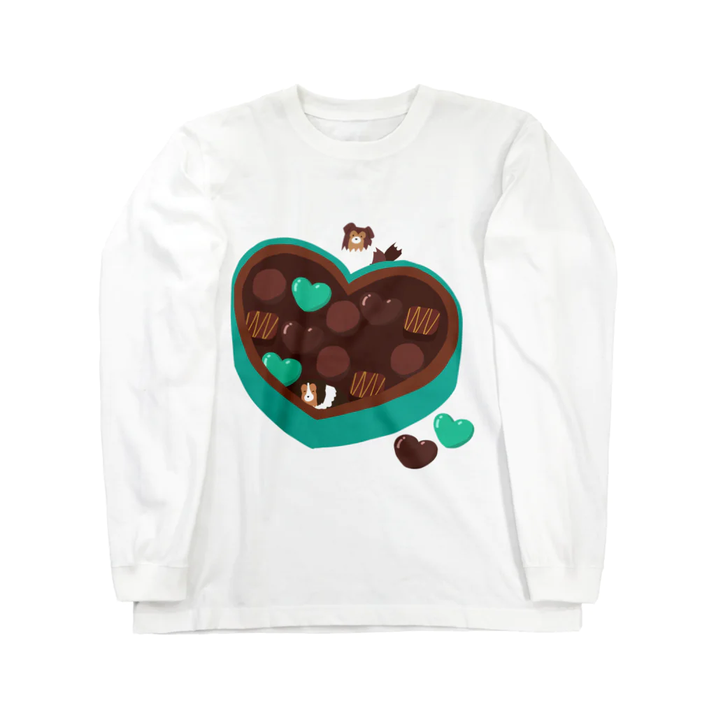 Kotetsu diary(SUZURI店)のシェルティ×チョコ(ミントカラー) Long Sleeve T-Shirt