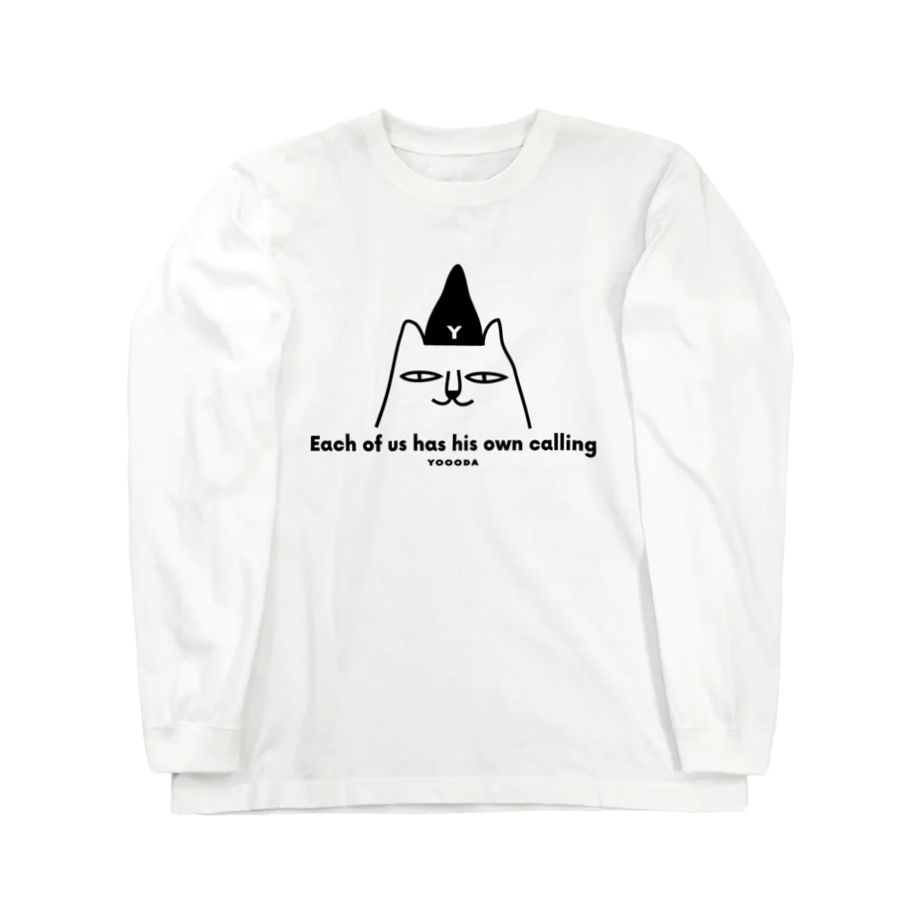 YOOODAの猫のYOOODA英字プリント Long Sleeve T-Shirt