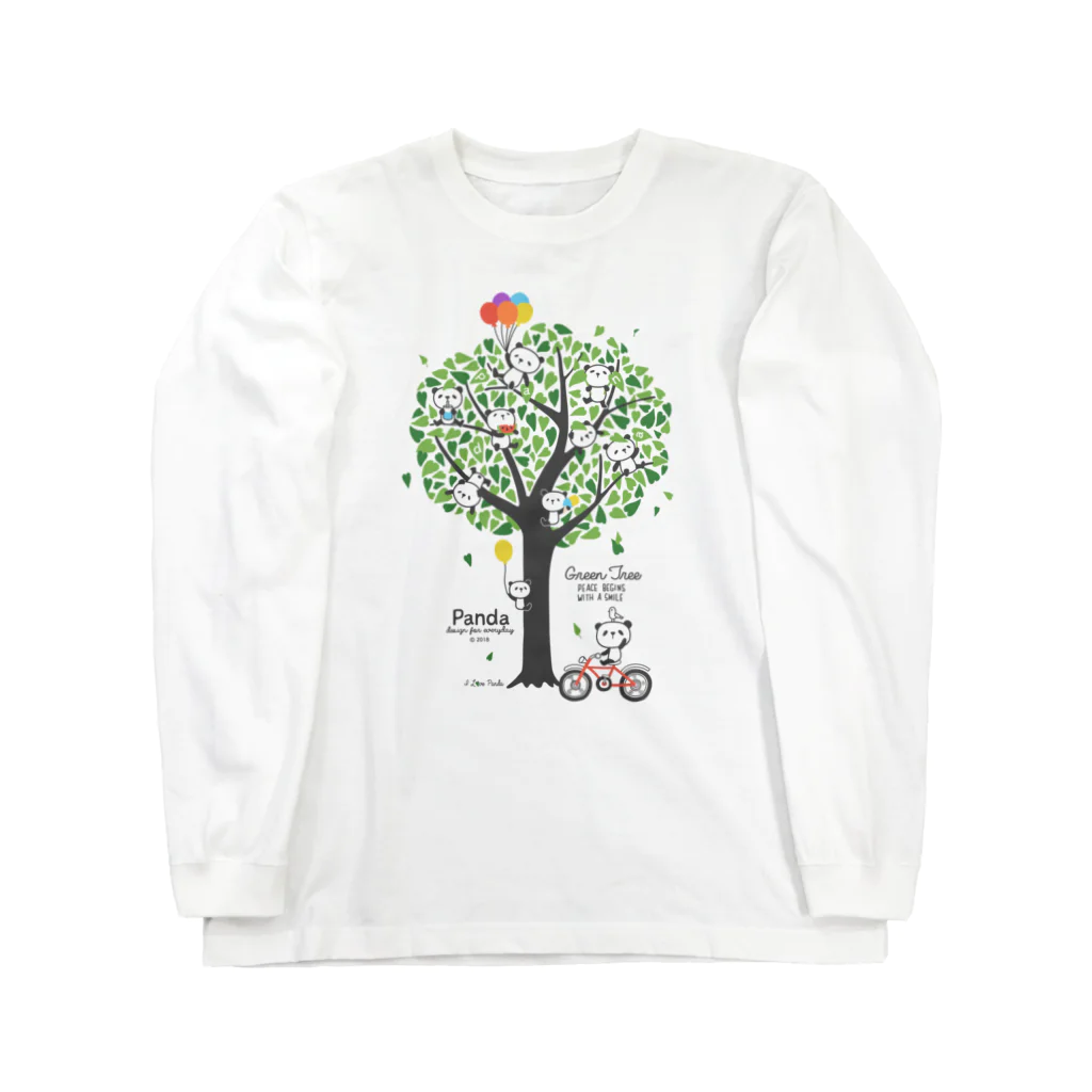 Design For Everydayのパンダと緑の木（Panda & Green Tree） Long Sleeve T-Shirt