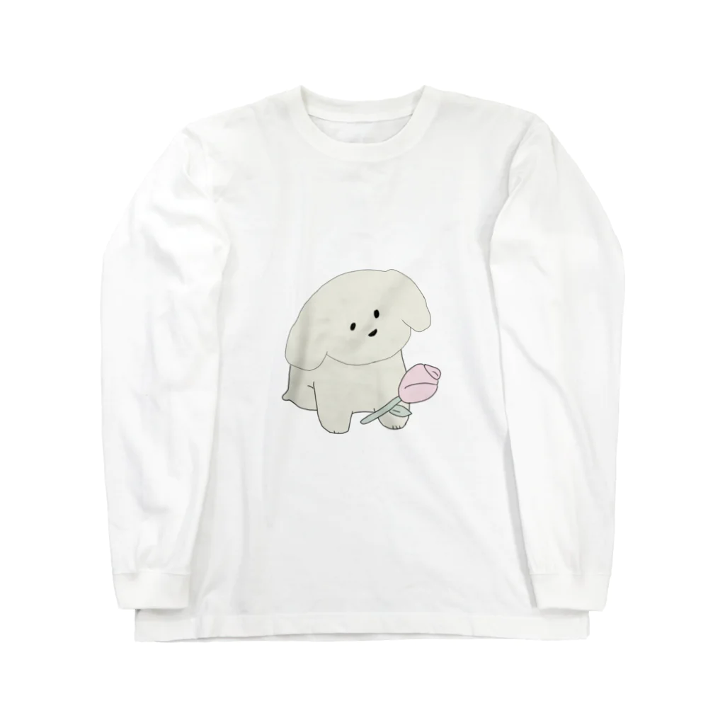 みにゆん　ねこのRoses and cute puppies ~ Long Sleeve T-Shirt