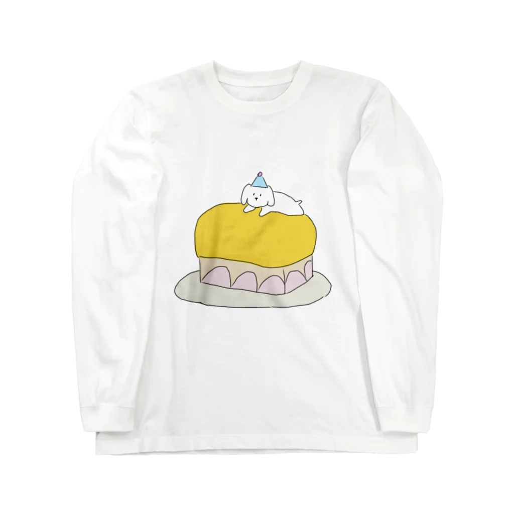 みにゆん　ねこのLovely puppy cake ロングスリーブTシャツ