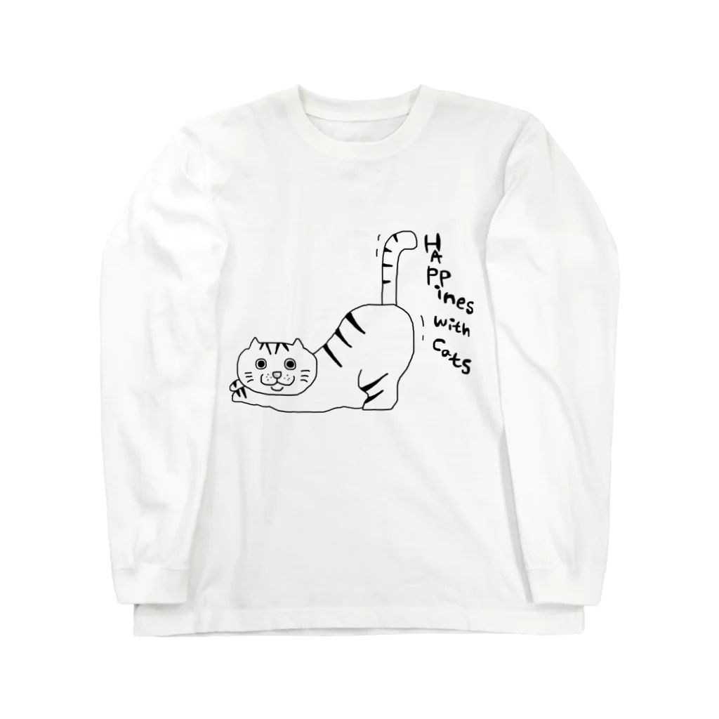 茶トラネコの茶トラねこおしりをあげる ロングスリーブTシャツ