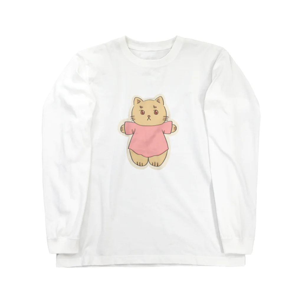 apociaoのねこのぬいぐるみ ロングスリーブTシャツ