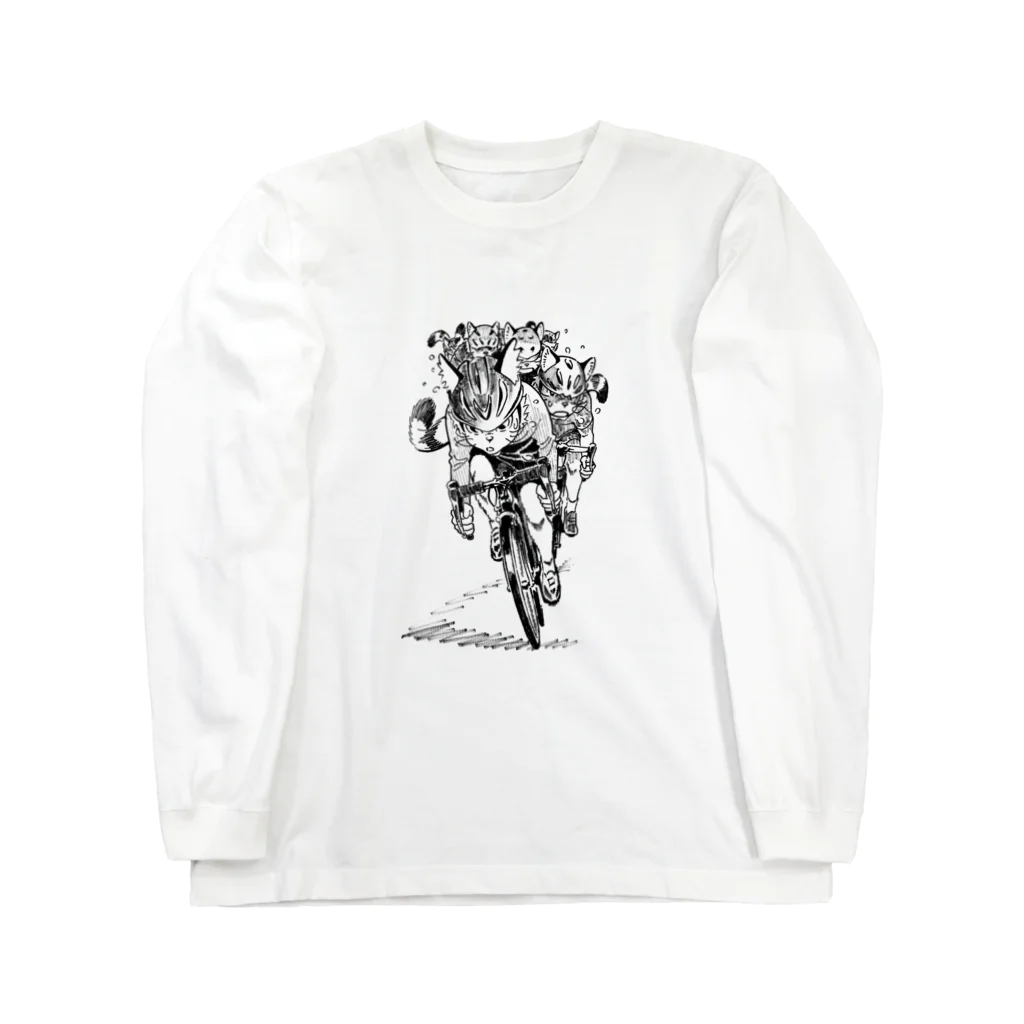 空想画学販売所の猫の自転車レース Long Sleeve T-Shirt