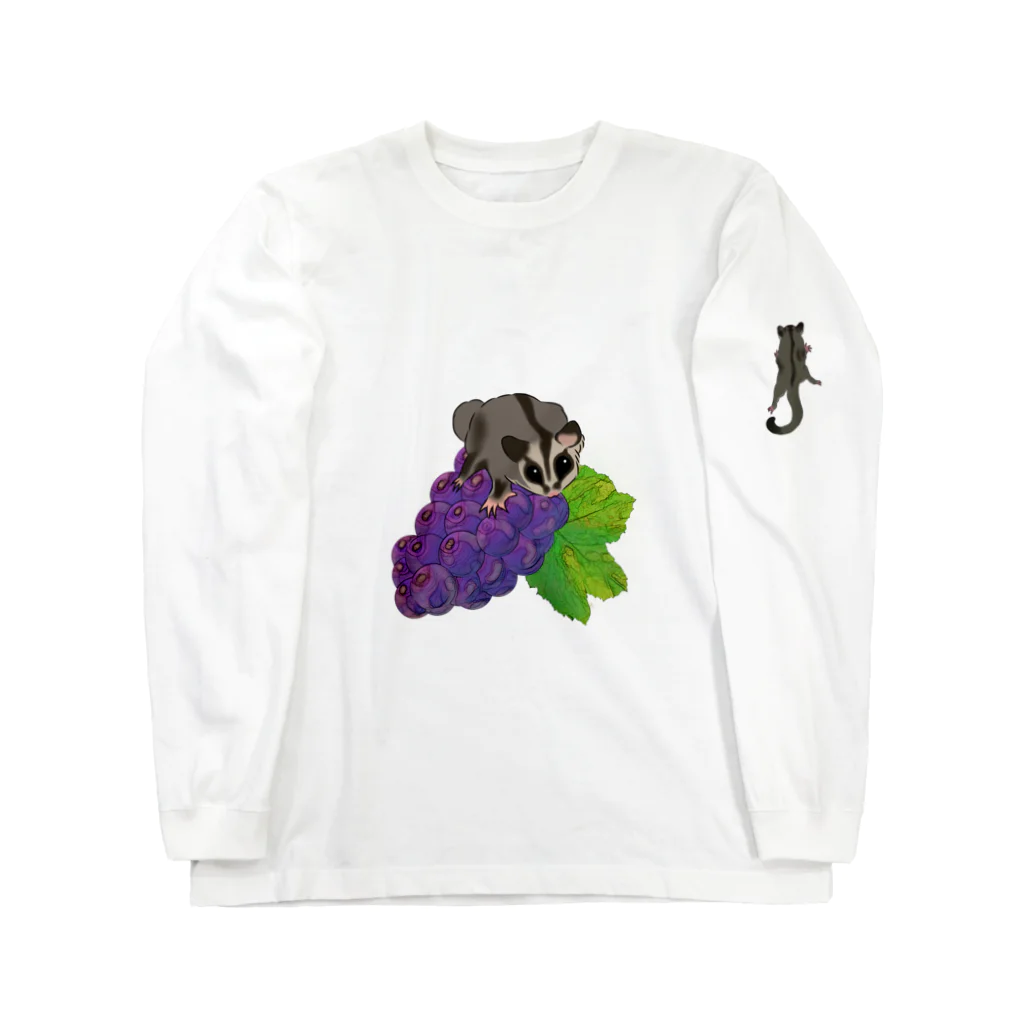 モモンガのしっぽのSugar glider is on grapes! Long Sleeve T-Shirt