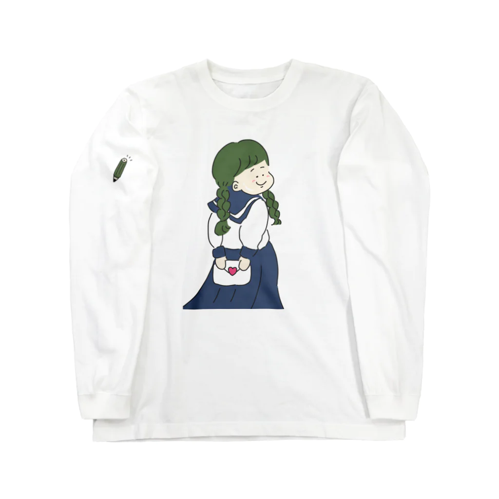 可愛い冗談。のおさげガールの、したためーる。 Long Sleeve T-Shirt