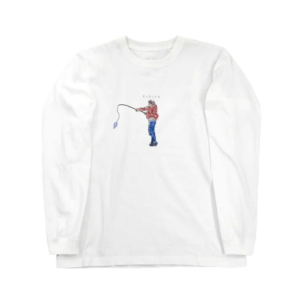 U-HU-HUの釣り人(カラー) ロングスリーブTシャツ