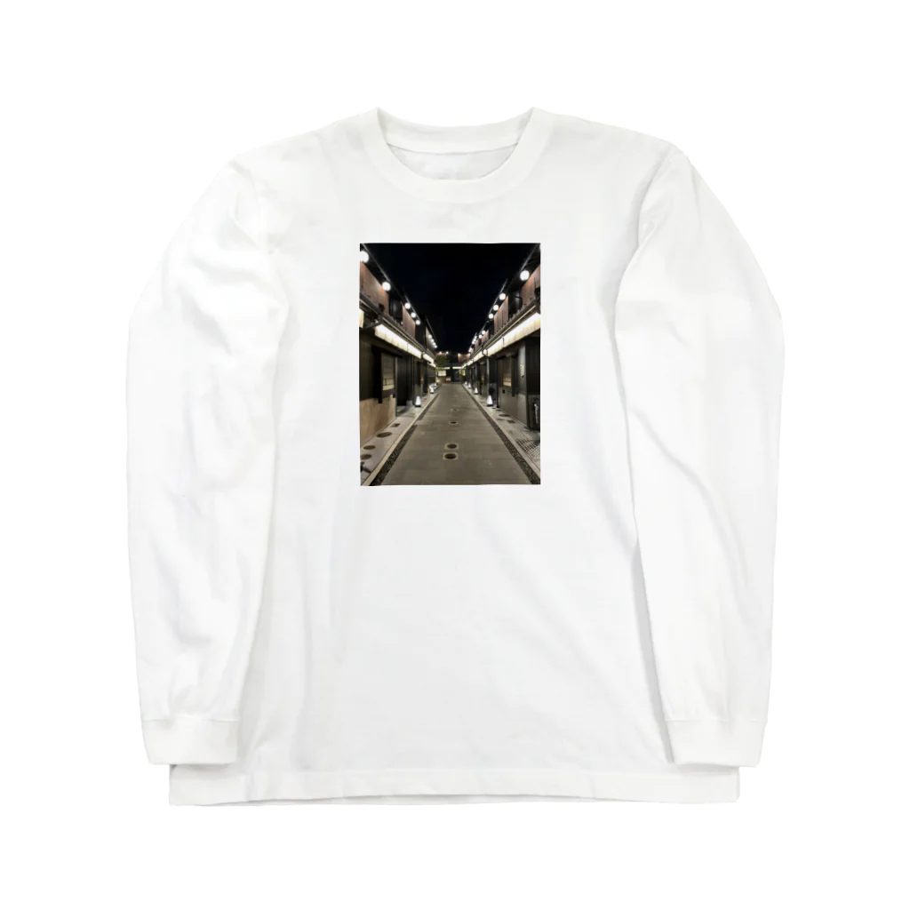 小鳥と映画館の京都の風景　夜 Long Sleeve T-Shirt