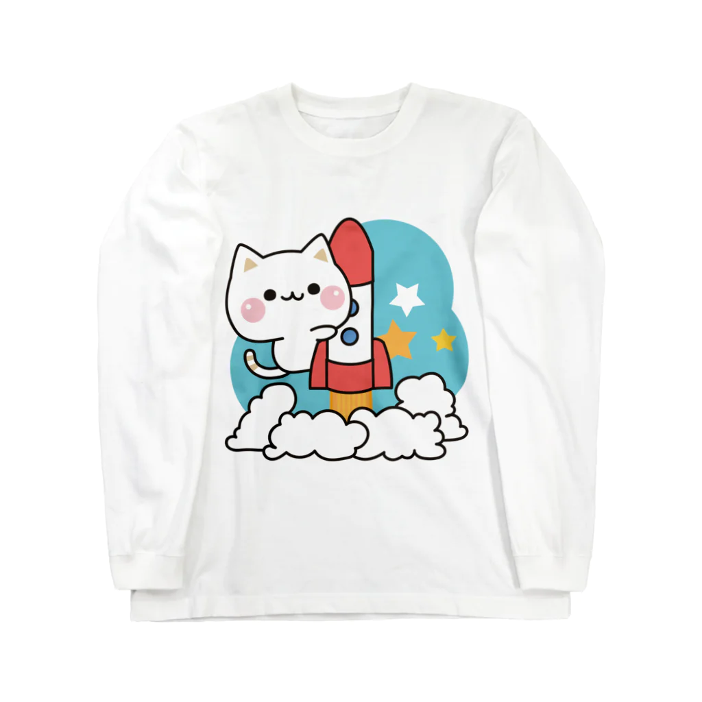 DECORの気づかいのできるネコ　ロケットver. ロングスリーブTシャツ