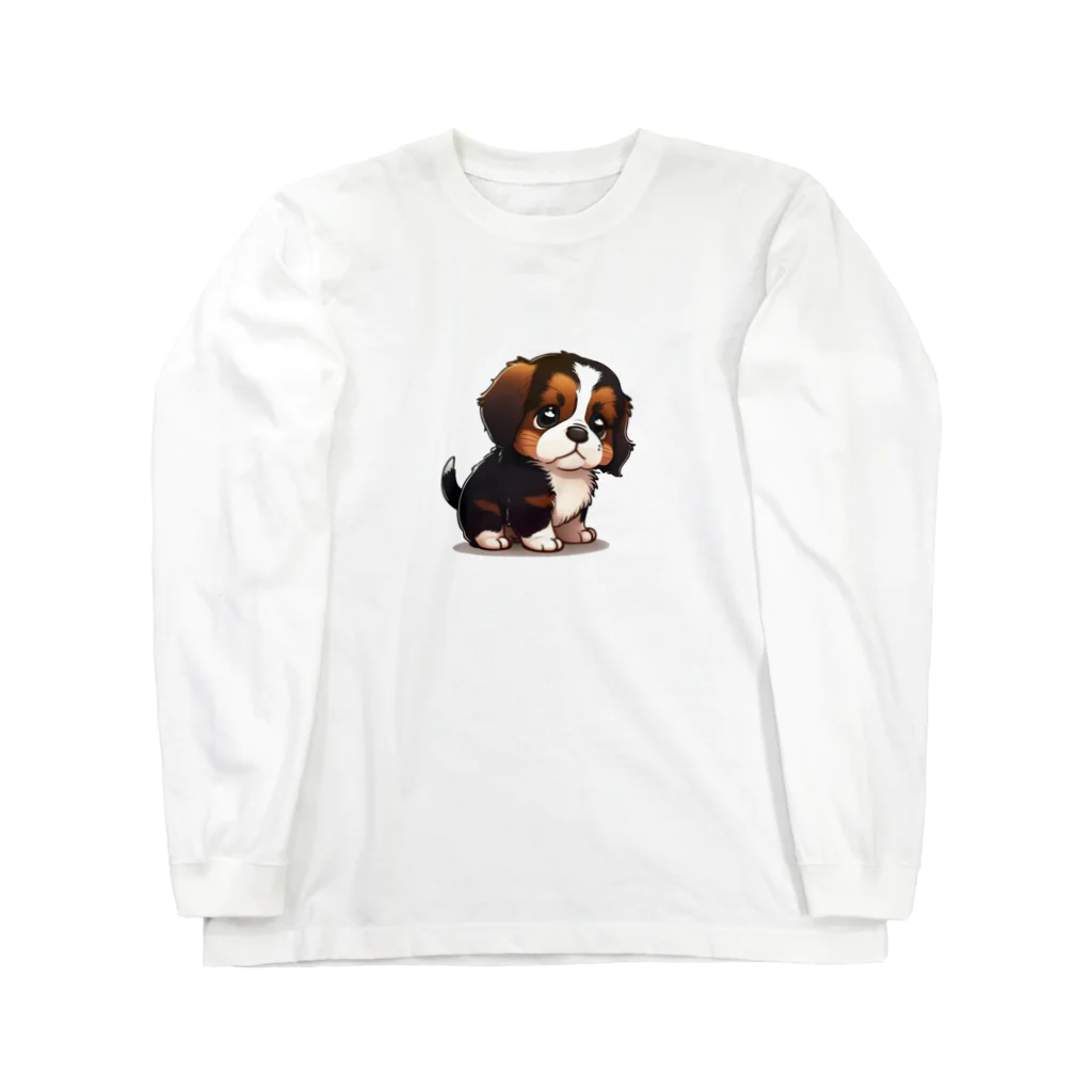 チビアニメのチビ犬 ロングスリーブTシャツ