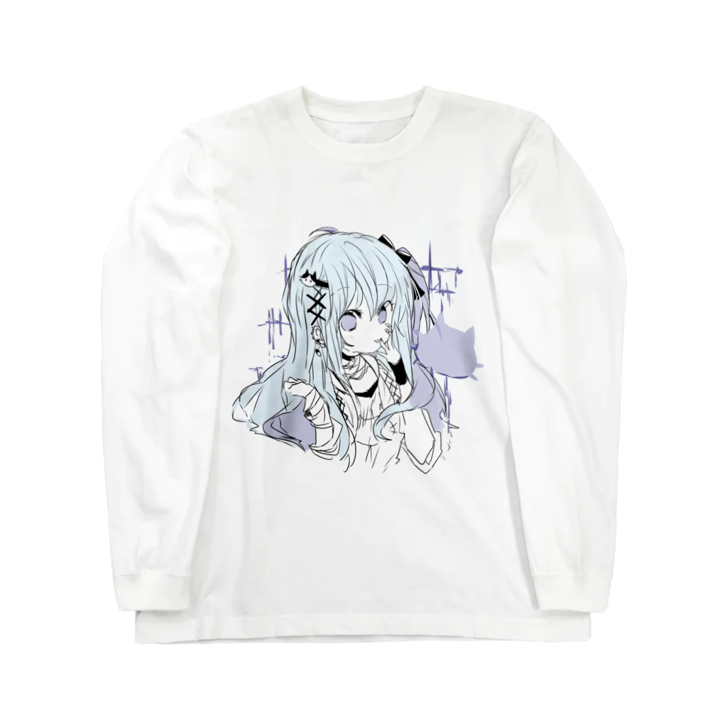 blossomの淡色青紫系女の子 ロングスリーブTシャツ