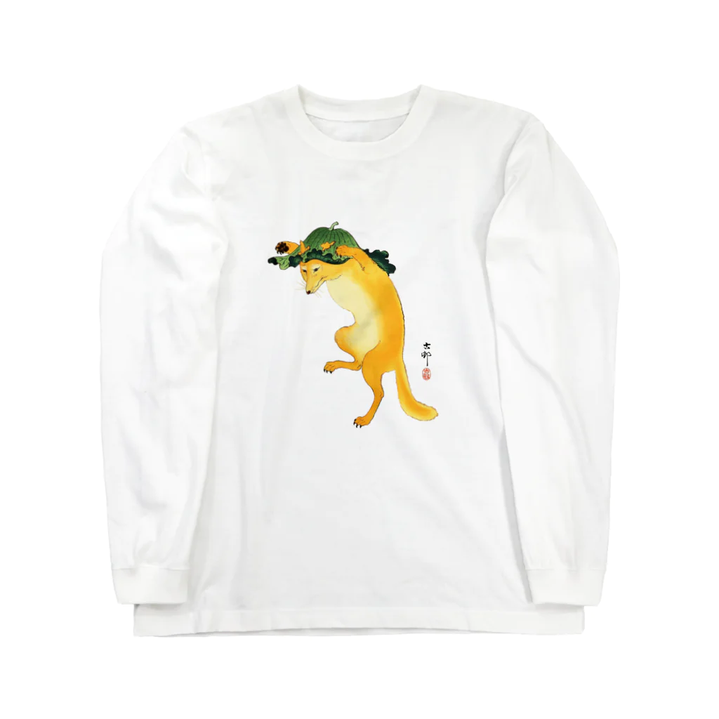 MUGEN ARTの小原古邨　踊る狐　日本の名画アートTシャツ Long Sleeve T-Shirt