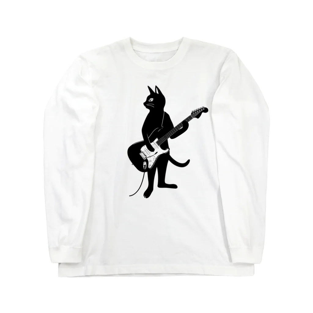 SHOP KazzBのギターを弾くネコ Long Sleeve T-Shirt