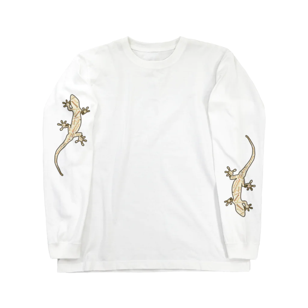 LalaHangeulのJapanese gecko(ニホンヤモリ)　英語デザイン Long Sleeve T-Shirt