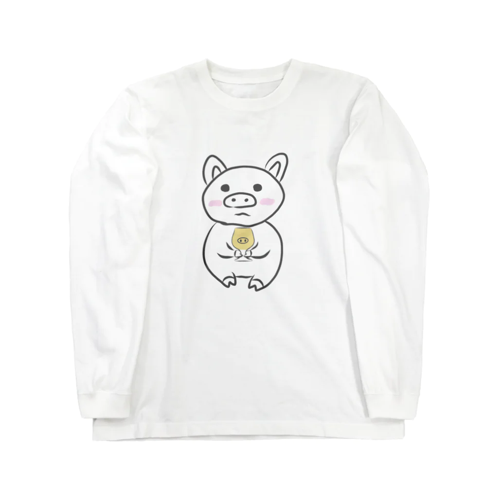 乾杯待ちのぶたの乾杯待ちのぶた　カラーver. Long Sleeve T-Shirt