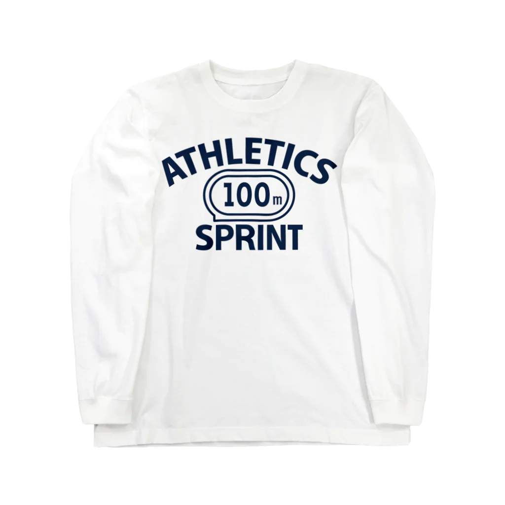 sports_tower スポーツタワーの100メートル競走・短距離走・陸上競技・トラック種目・デザイン・Tシャツ・陸上部・男子・女子・ジュニア・入賞・有力・確実・候補・有望・応援・精神力・集中力・日本人・陸上魂・100m走 ロングスリーブTシャツ