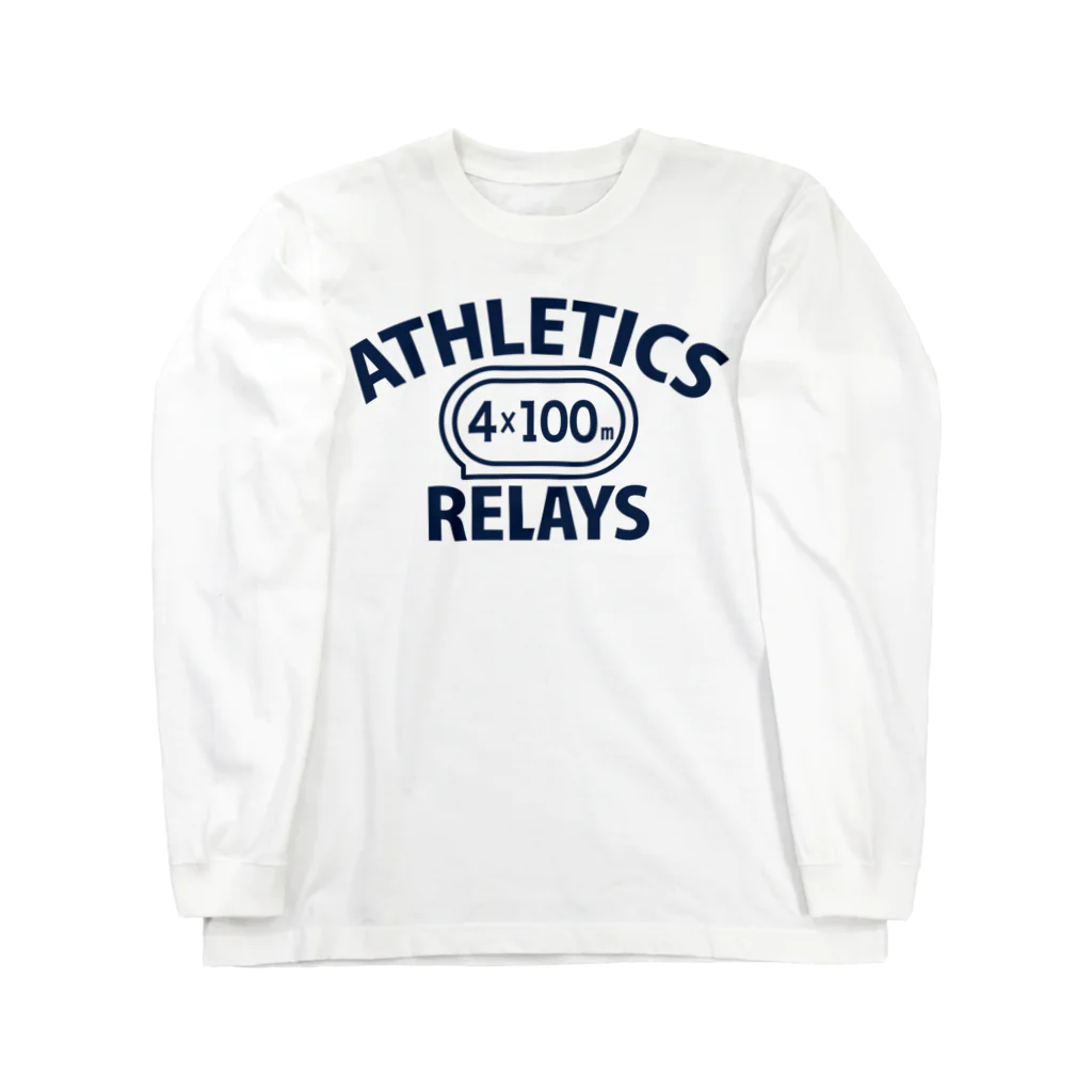 sports_tower スポーツタワーの4×100mリレー・リレー競走・400メートルリレー走・グッズ・オリジナル・デザイン・Tシャツ・陸上部・男子・女子・美男子・美女・かっこいい・かわいい・選手・400mR・4継・四継・よんけい・入賞・応援 ロングスリーブTシャツ