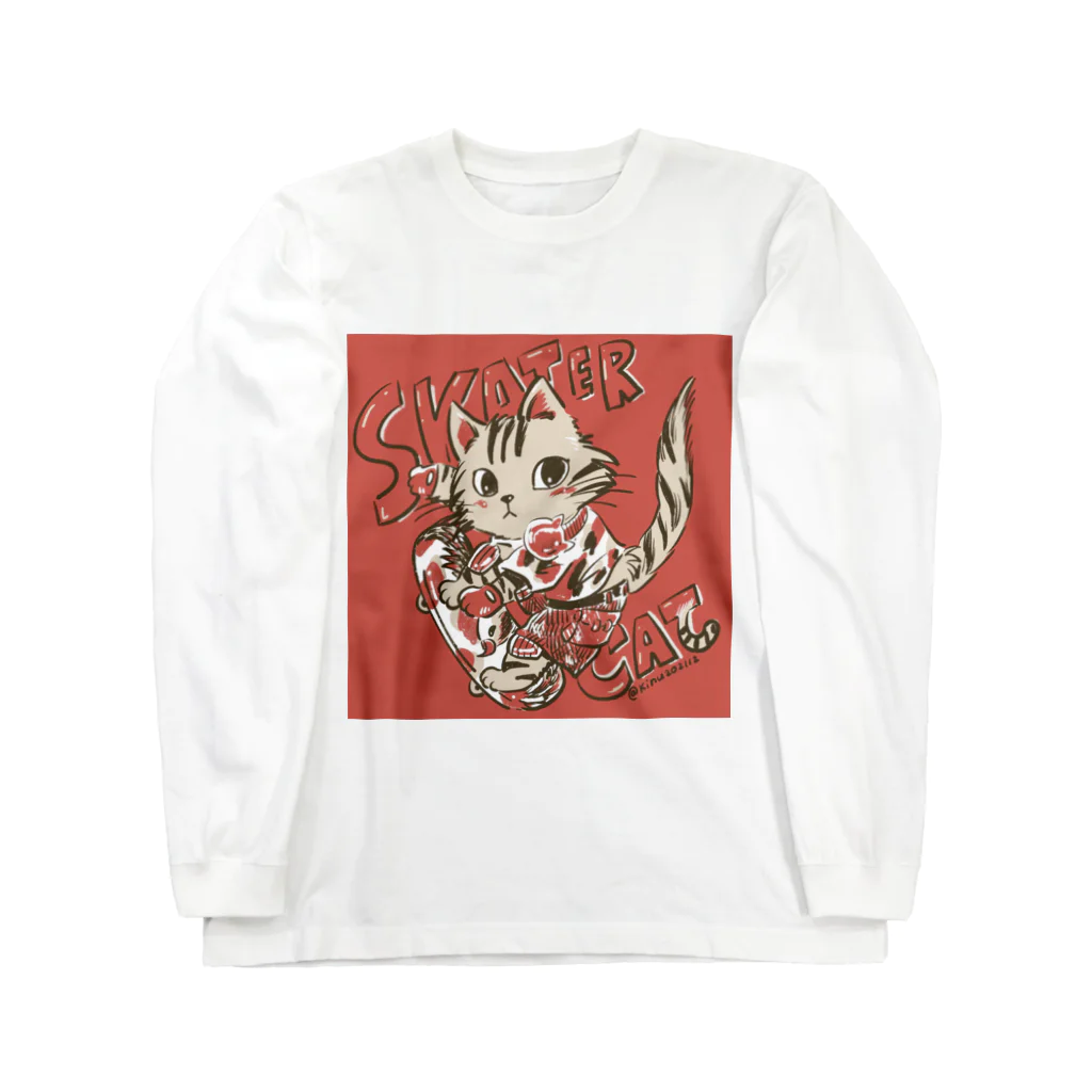 猫のきぬくんのお店のSKATER CAT Long Sleeve T-Shirt